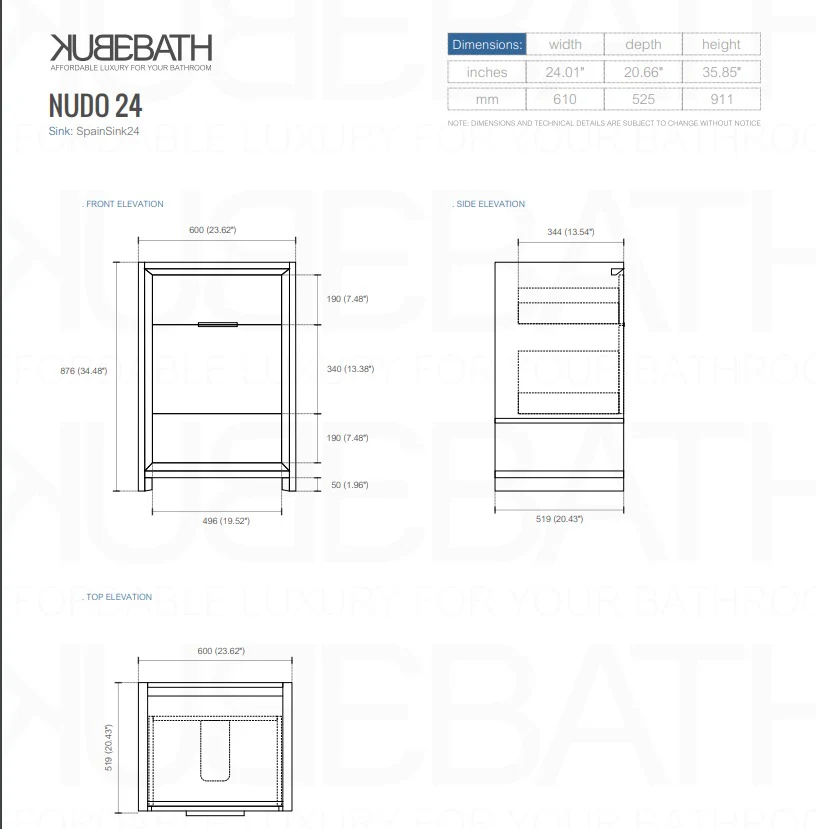 24″ Inch Nudo Kubebath Modern Bathroom Vanity In High Gloss White Finish - Image 9