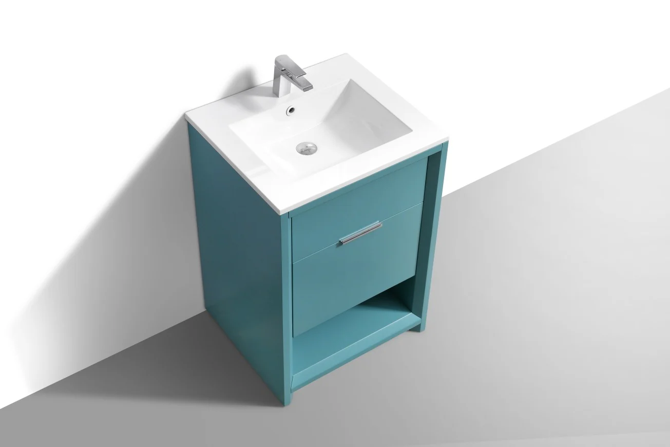 24″ Inch Nudo Kubebath Modern Bathroom Vanity In Teal Green Finish - Image 4