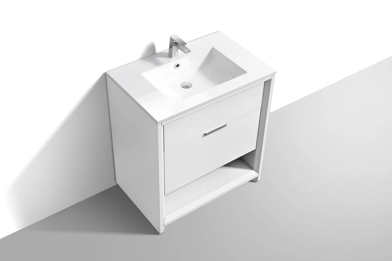 32″ Inch Nudo Kubebath Modern Bathroom Vanity In High Gloss White Finish - Image 3