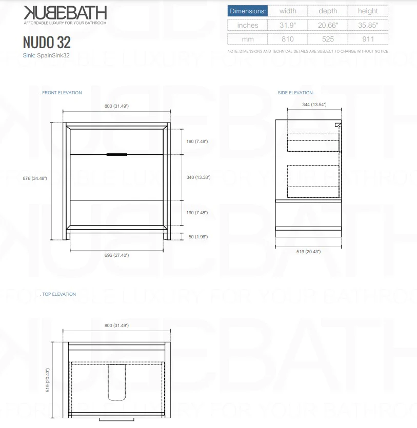 32″ Inch Nudo Kubebath Modern Bathroom Vanity In High Gloss White Finish - Image 8