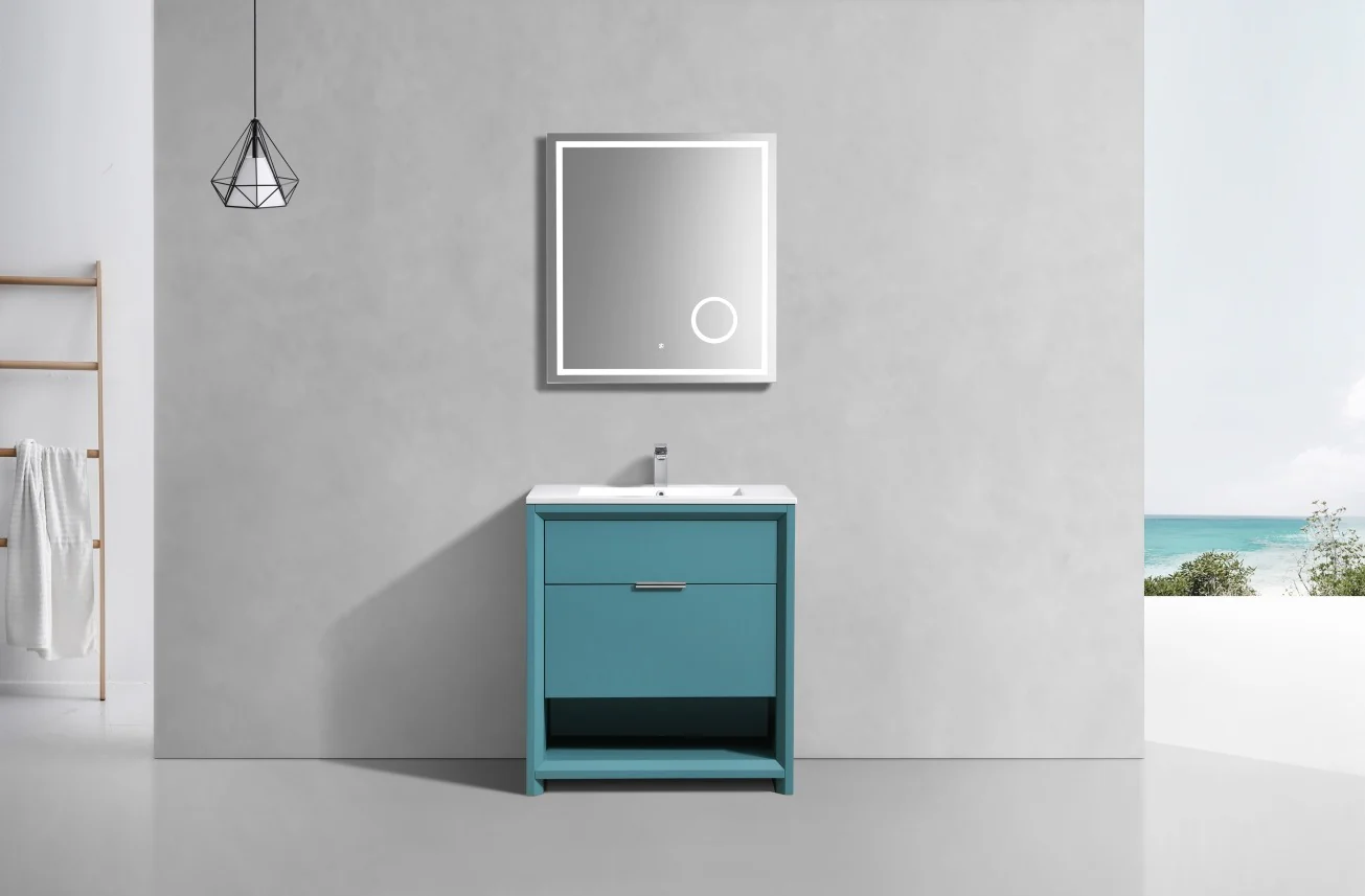 32″ Inch Nudo Kubebath Modern Bathroom Vanity In Teal Green Finish - Image 3