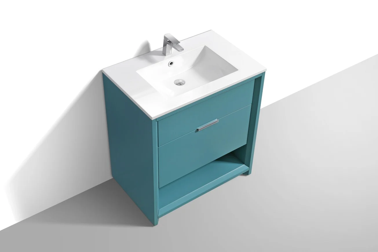 32″ Inch Nudo Kubebath Modern Bathroom Vanity In Teal Green Finish - Image 4