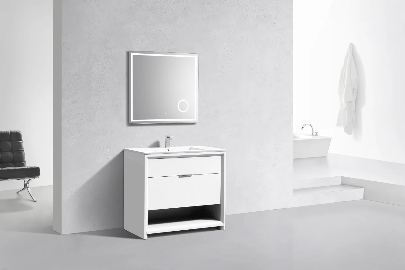36″ Inch Nudo Kubebath Modern Bathroom Vanity In High Gloss White Finish - Image 2