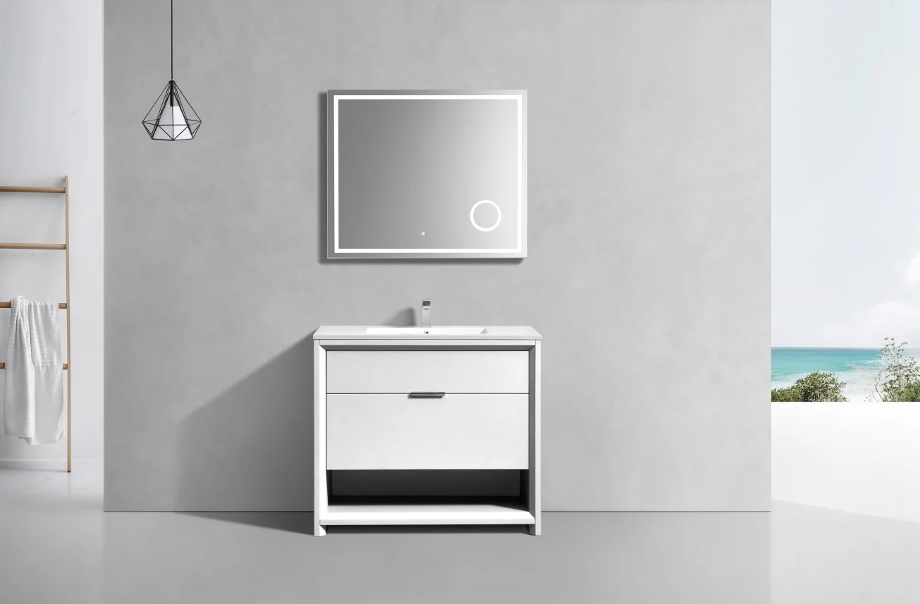 36″ Inch Nudo Kubebath Modern Bathroom Vanity In High Gloss White Finish - Image 3