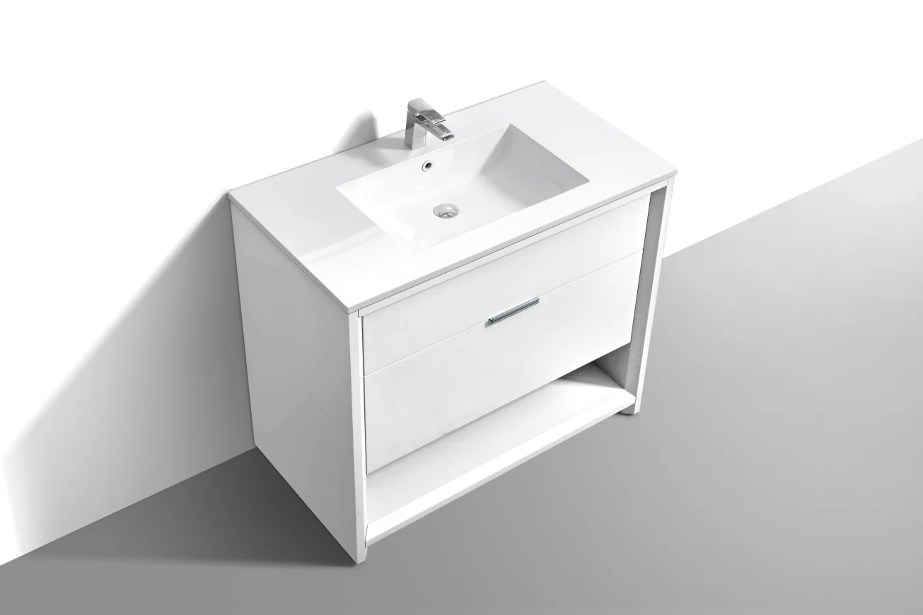36″ Inch Nudo Kubebath Modern Bathroom Vanity In High Gloss White Finish - Image 4