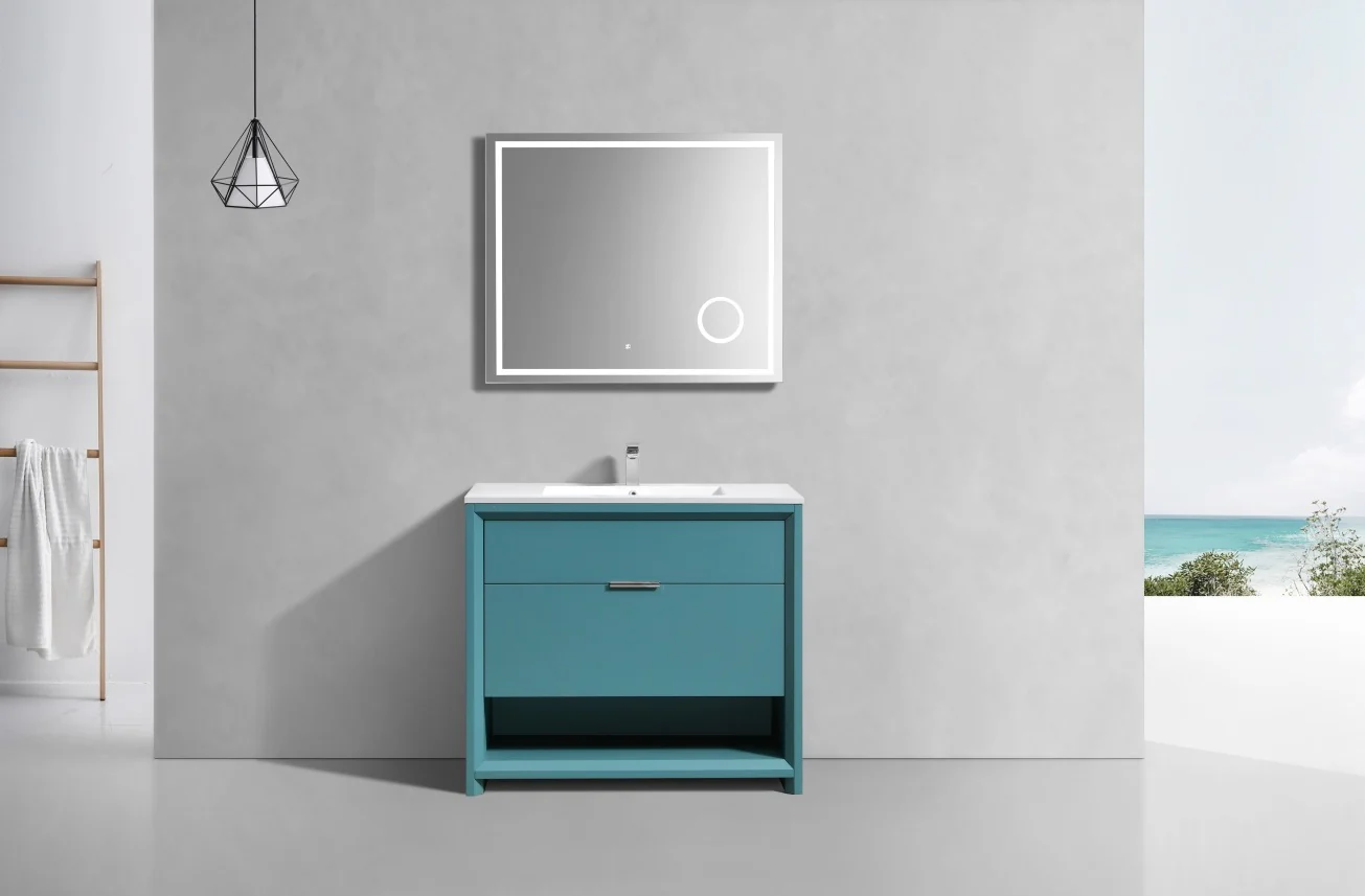 36″ Inch Nudo Kubebath Modern Bathroom Vanity In Teal Green Finish - Image 3