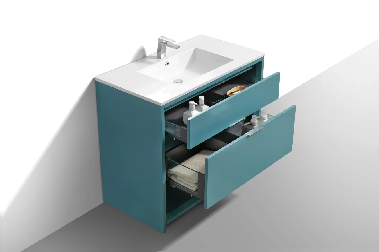 36″ Inch Nudo Kubebath Modern Bathroom Vanity In Teal Green Finish - Image 4