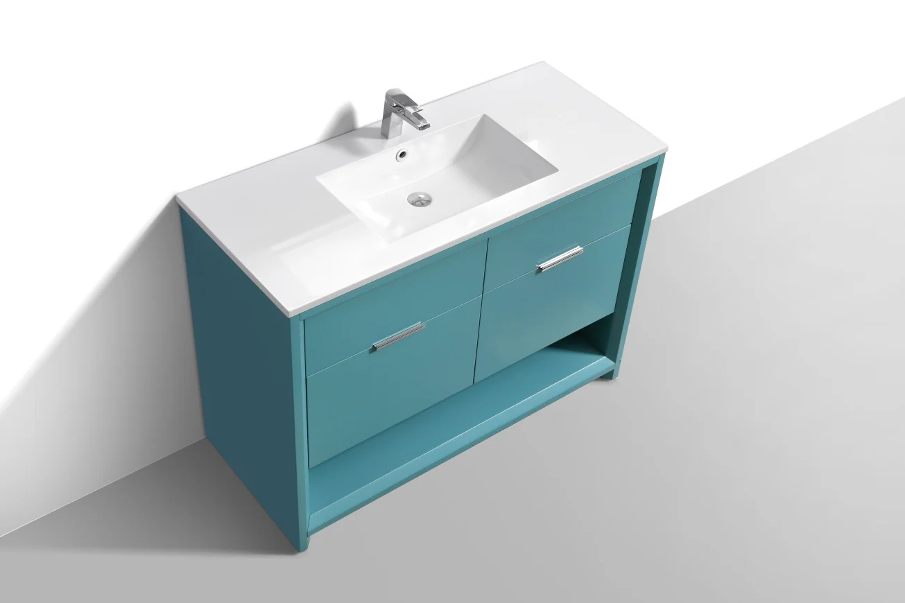 48″ Inch Single Sink Nudo Kubebath Modern Bathroom Vanity In Teal Green Finish - Image 4
