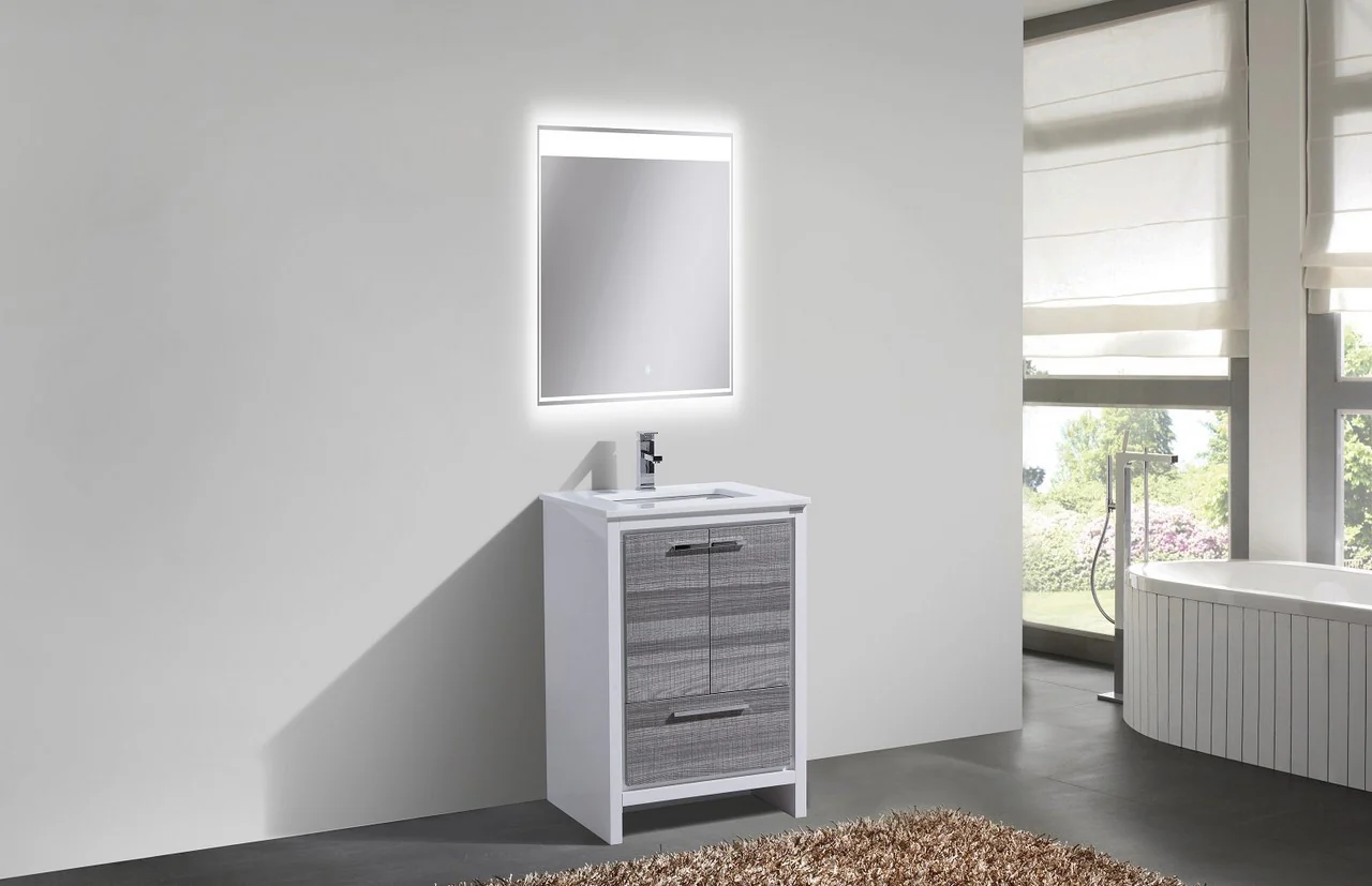 Kubebath Dolce 24″ Inch Ash Gray Modern Bathroom Vanity With Quartz Countertop - Image 2