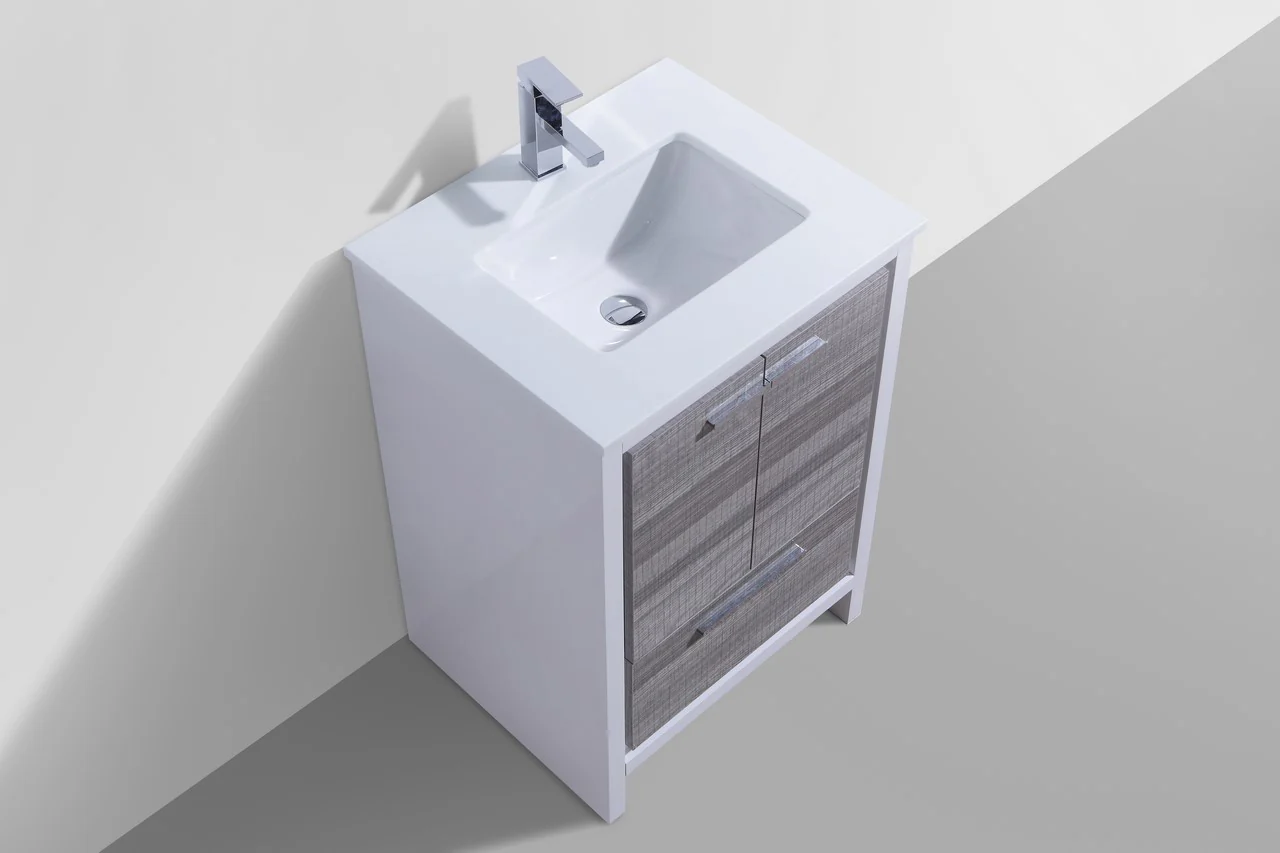 Kubebath Dolce 24″ Inch Ash Gray Modern Bathroom Vanity With Quartz Countertop - Image 3