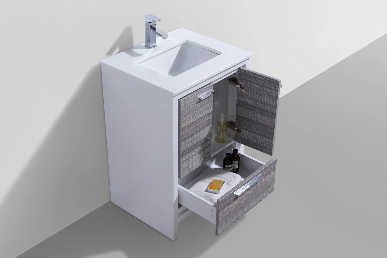 Kubebath Dolce 24″ Inch Ash Gray Modern Bathroom Vanity With Quartz Countertop - Image 4