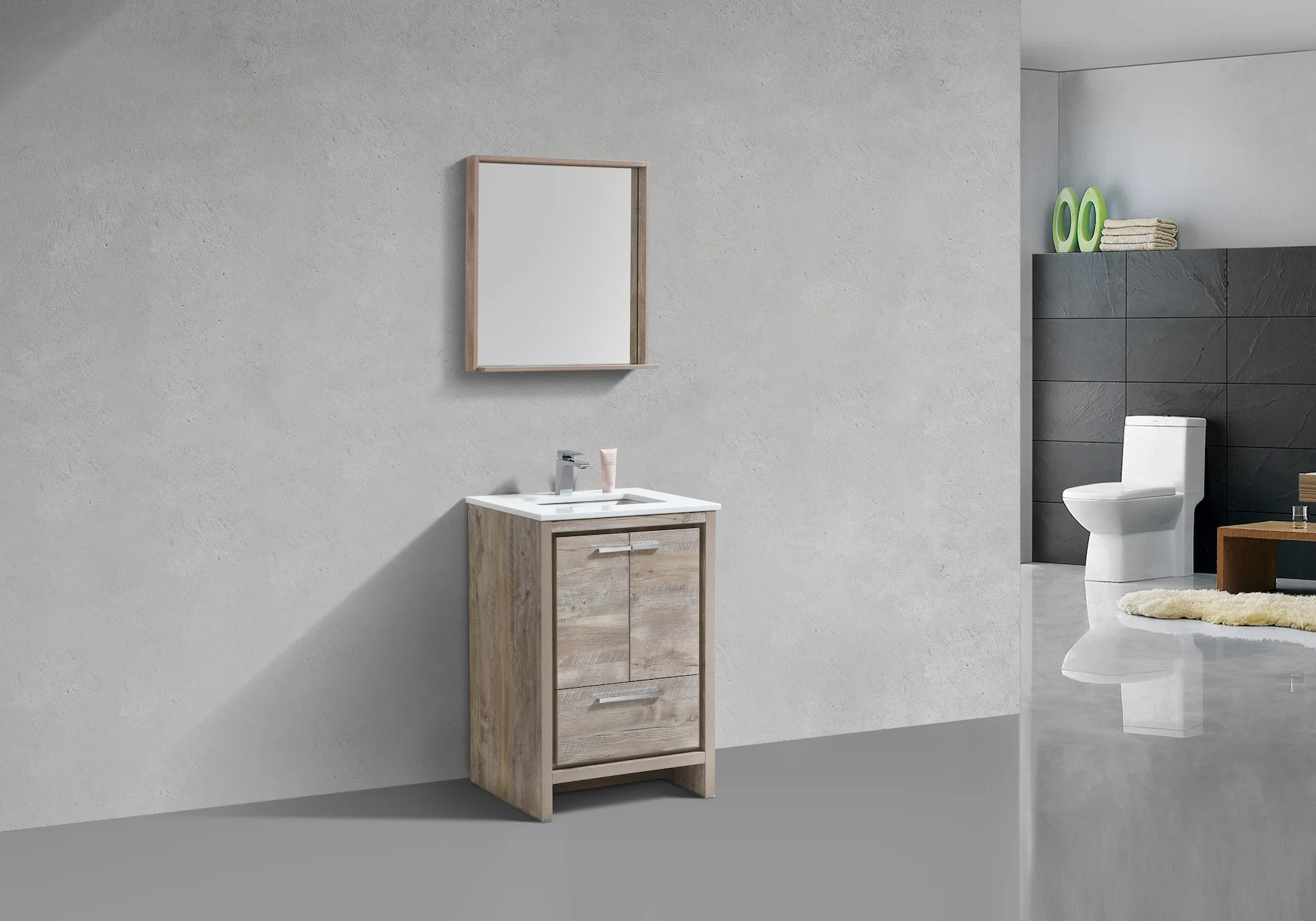Kubebath Dolce 24″ Inch Nature Wood Modern Bathroom Vanity With Quartz Countertop - Image 2