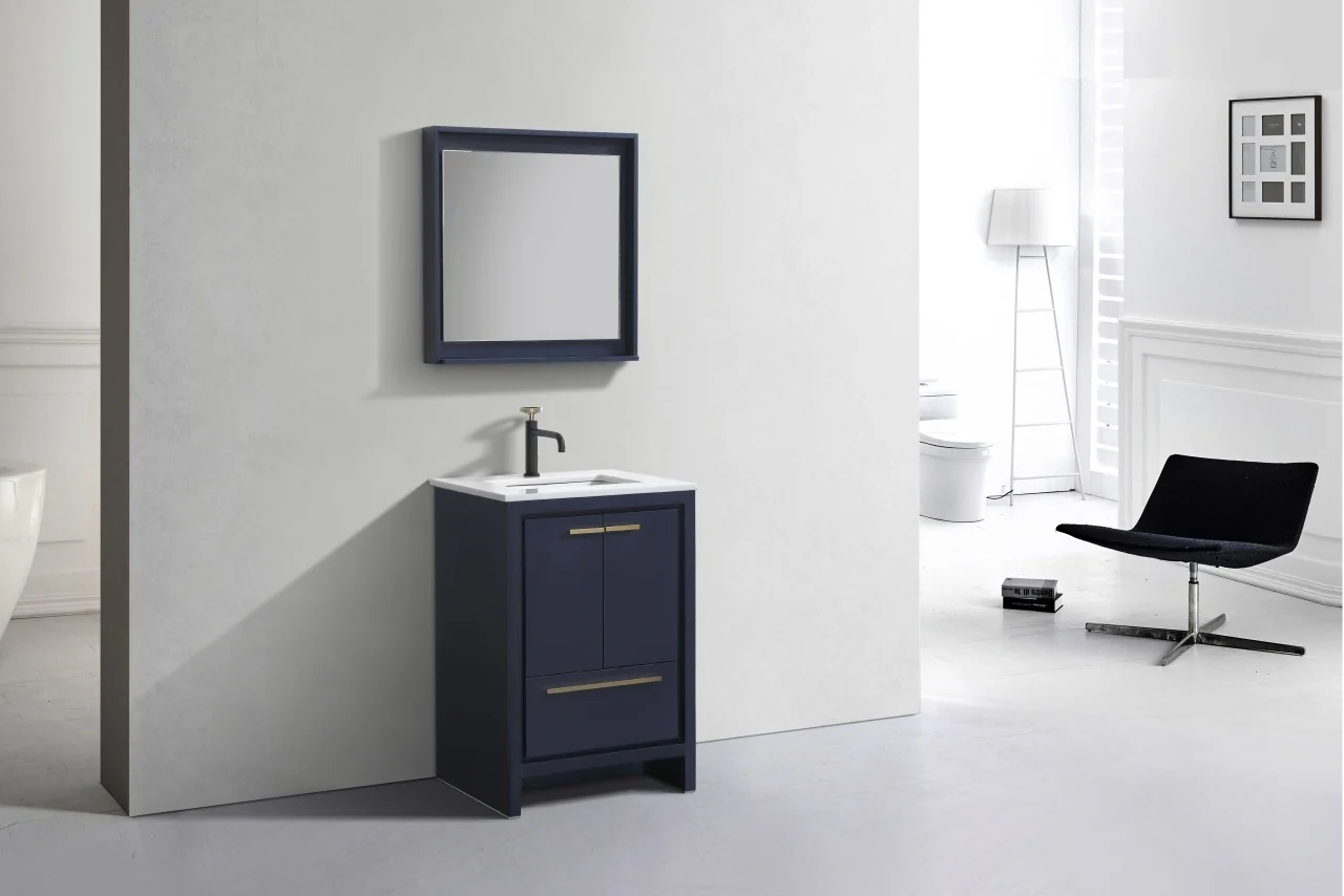 Kubebath Dolce 24″ Inch Navy Blue Modern Bathroom Vanity With Quartz Countertop - Image 4