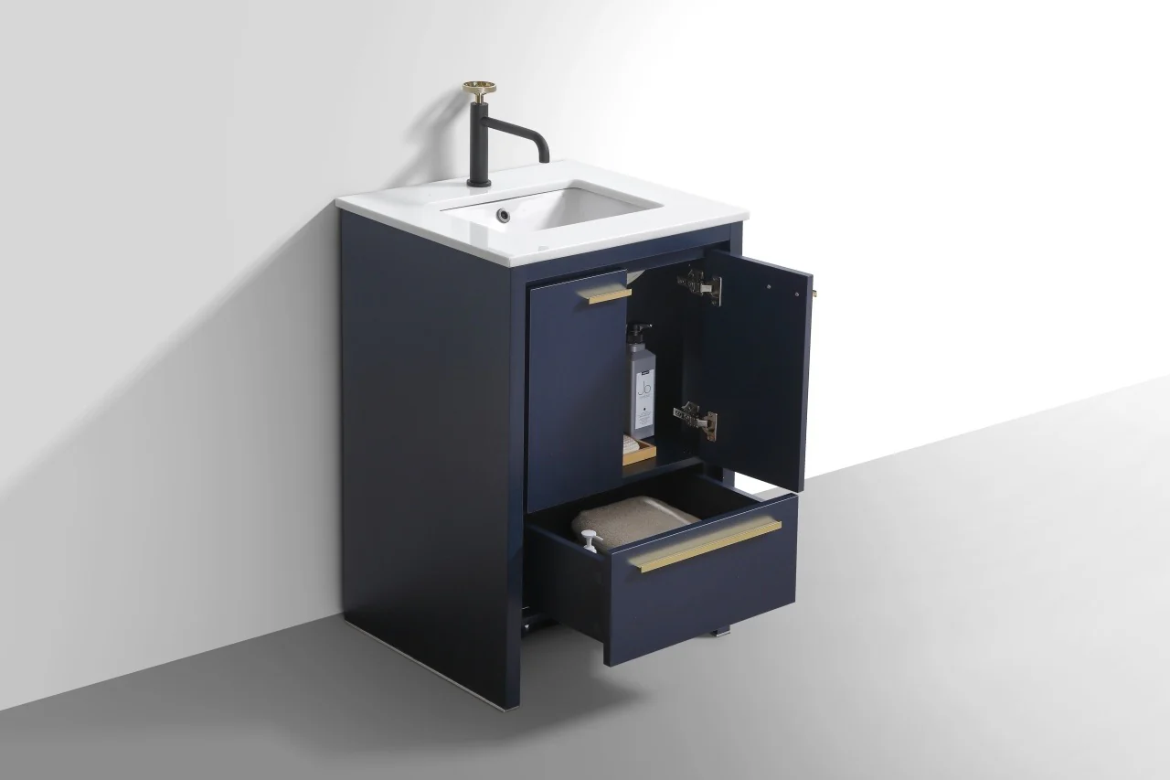 Kubebath Dolce 24″ Inch Navy Blue Modern Bathroom Vanity With Quartz Countertop - Image 5