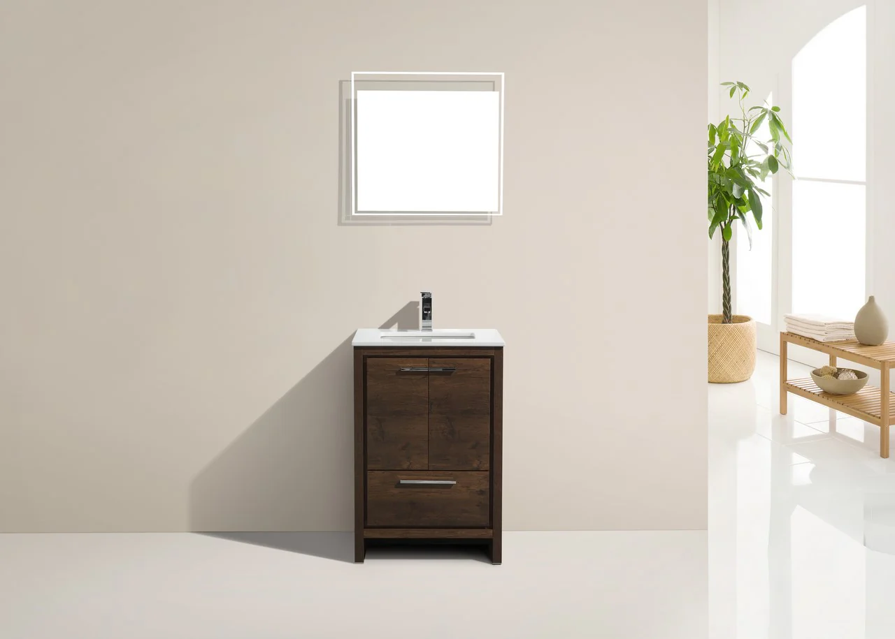 Kubebath Dolce 24″ Inch Rose Wood Modern Bathroom Vanity With Quartz Countertop - Image 4