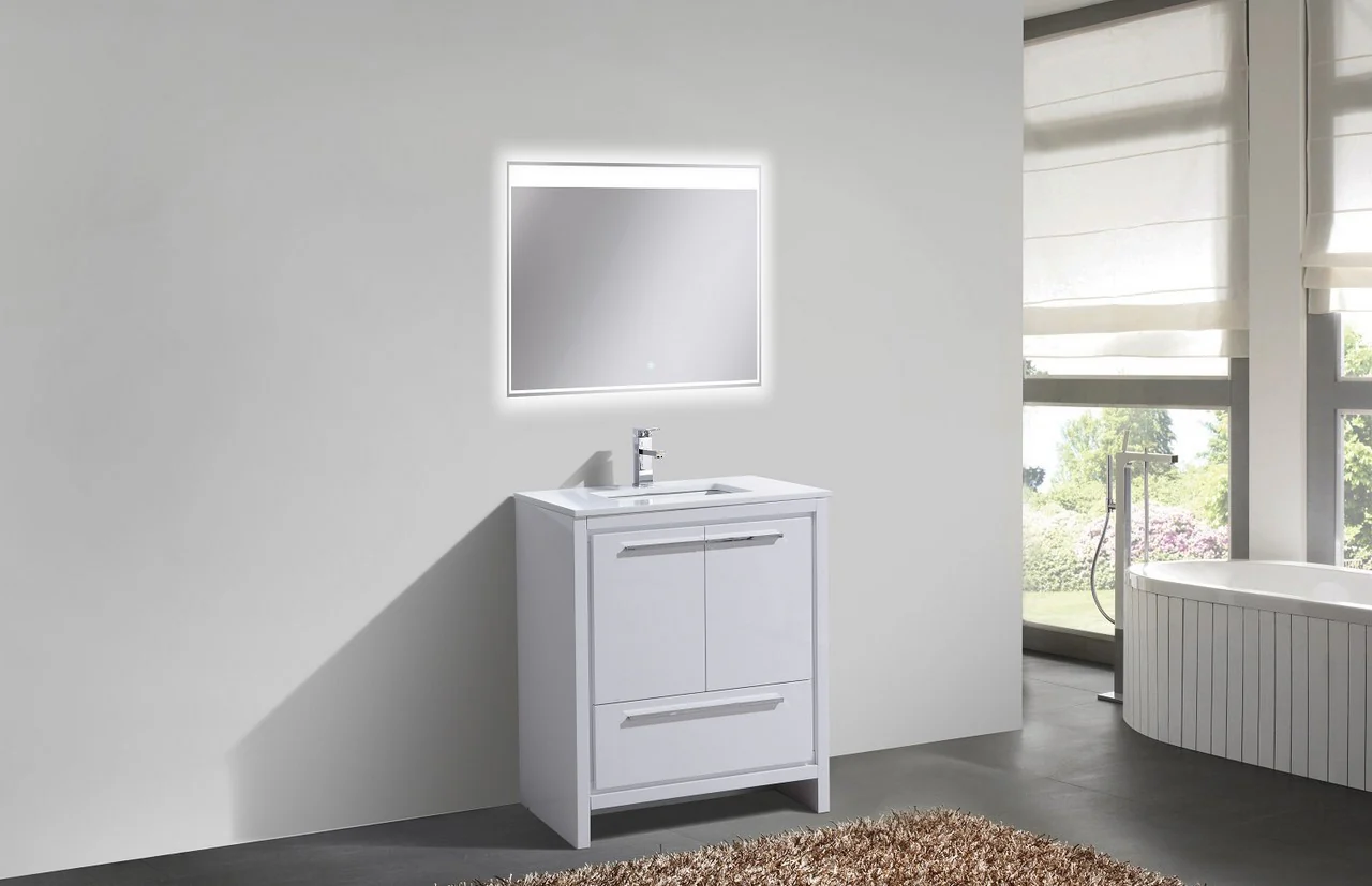 Kubebath Dolce 30″ Inch High Gloss White Modern Bathroom Vanity With Quartz Countertop( ETA - JUNE ) - Image 2