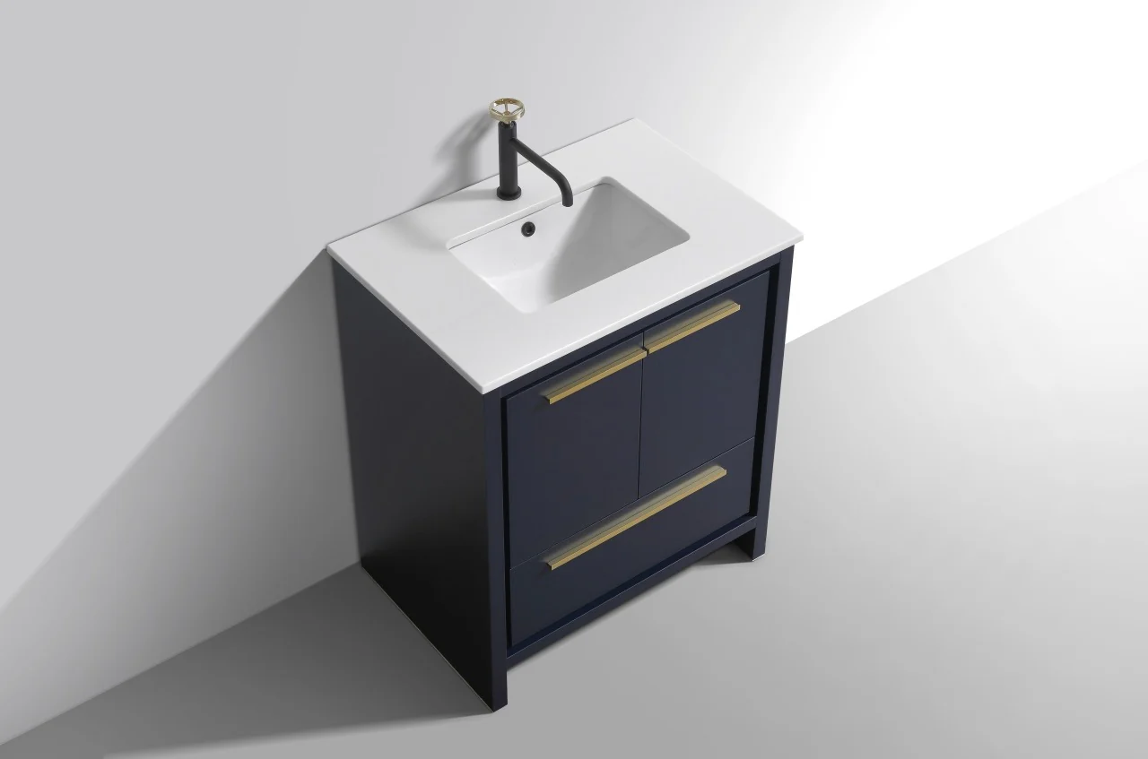 Kubebath Dolce 30″ Inch Navy Blue Modern Bathroom Vanity With Quartz Countertop - Image 2