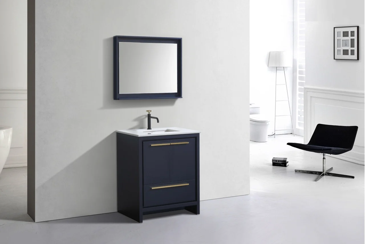 Kubebath Dolce 30″ Inch Navy Blue Modern Bathroom Vanity With Quartz Countertop - Image 3