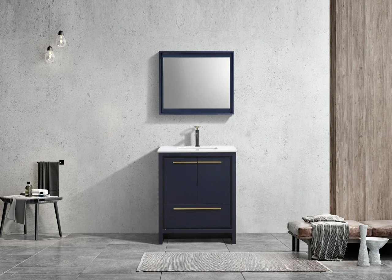 Kubebath Dolce 30″ Inch Navy Blue Modern Bathroom Vanity With Quartz Countertop - Image 4