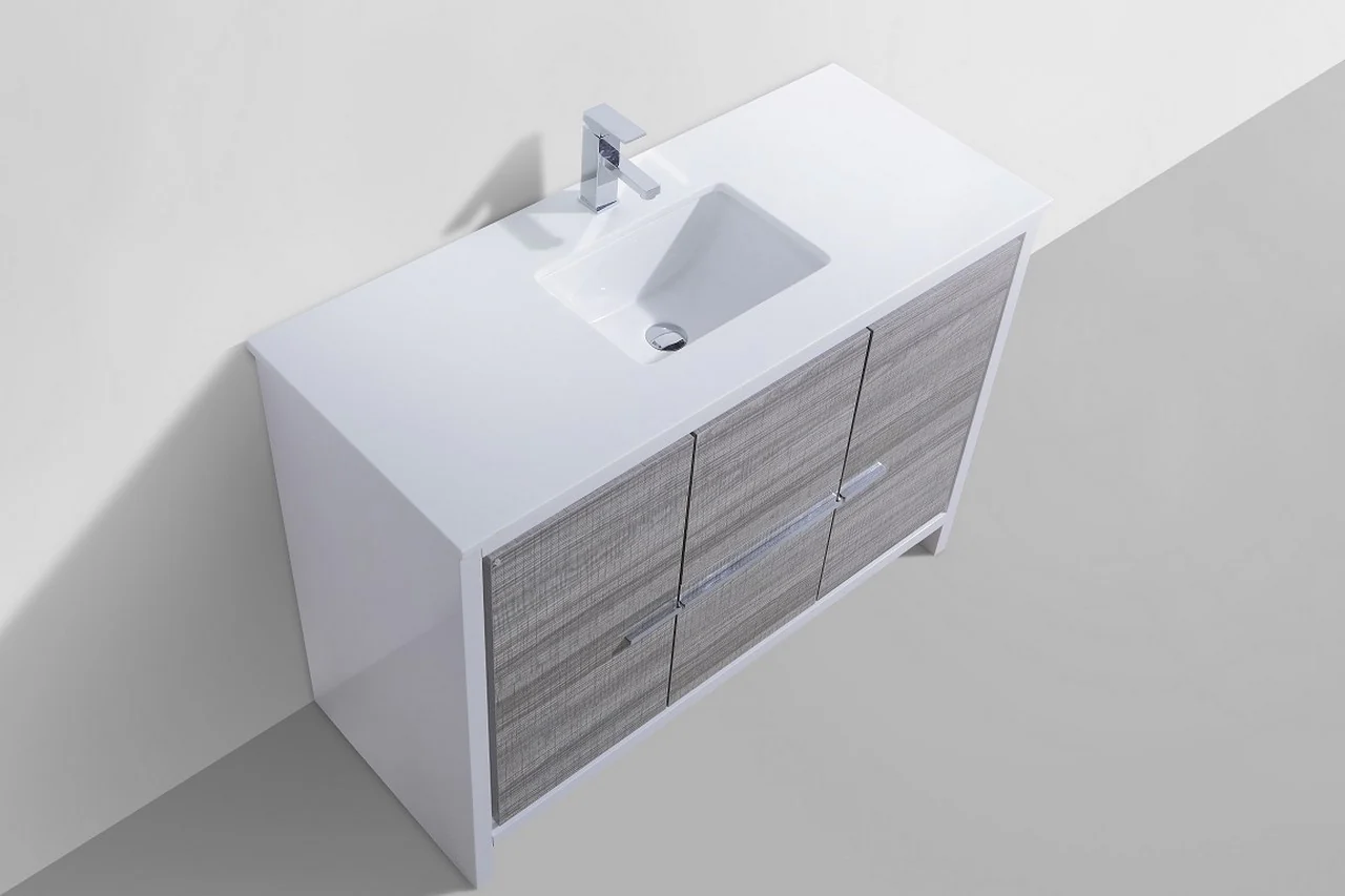 Kubebath Dolce 48″ Inch Ash Gray Modern Bathroom Vanity With Quartz Countertop - Image 3