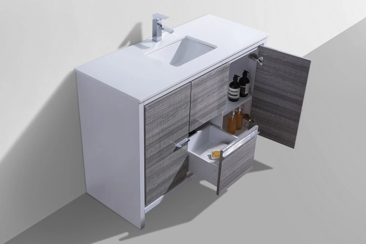 Kubebath Dolce 48″ Inch Ash Gray Modern Bathroom Vanity With Quartz Countertop - Image 4