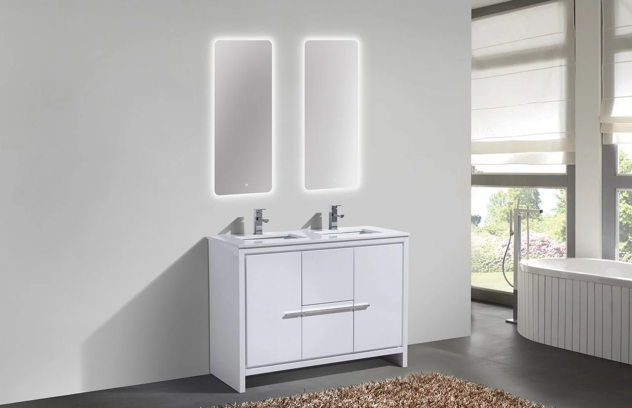Kubebath Dolce 48″ Inch Double Sink High Gloss White Modern Bathroom Vanity With Quartz Countertop - Image 2