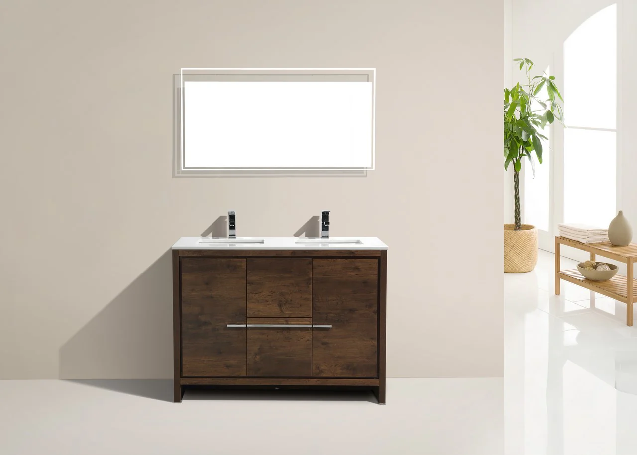 Kubebath Dolce 48″ Inch Double Sink Rose Wood Modern Bathroom Vanity With Quartz Countertop - Image 4