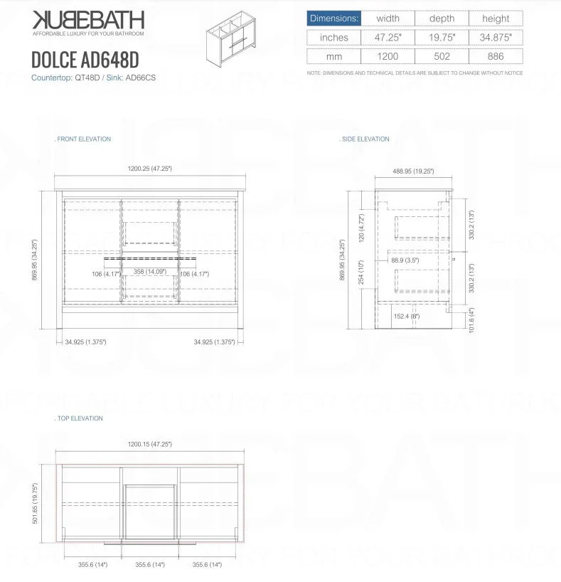 Kubebath Dolce 48″ Inch Double Sink Rose Wood Modern Bathroom Vanity With Quartz Countertop - Image 5