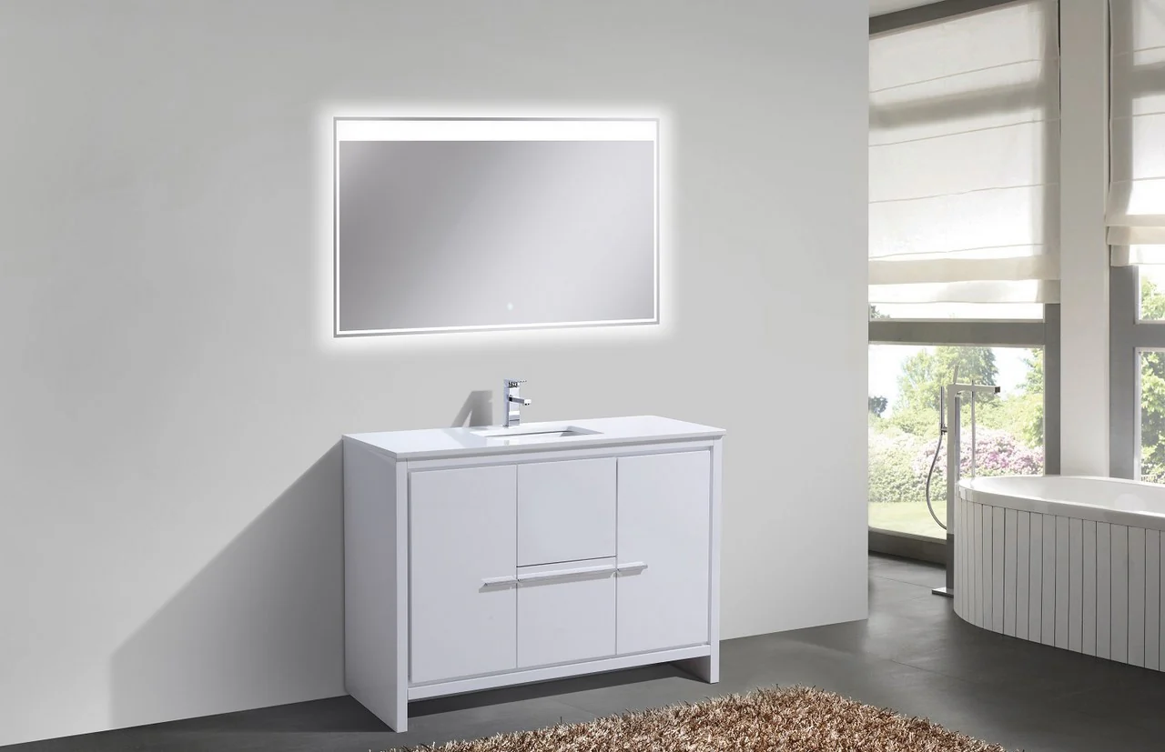 Kubebath Dolce 48″ Inch High Gloss White Modern Bathroom Vanity With Quartz Countertop - Image 2