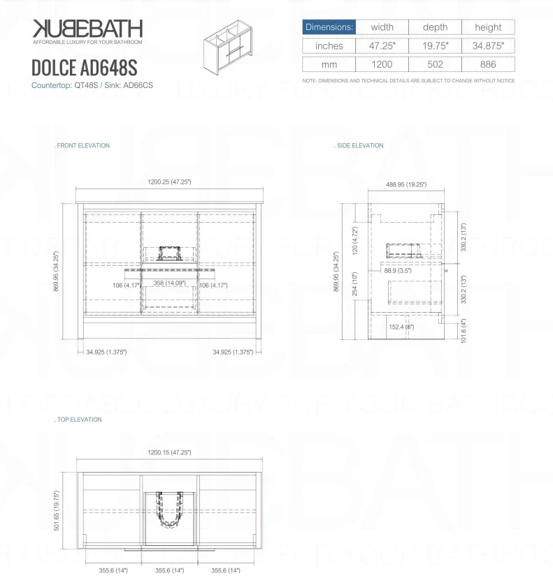 Kubebath Dolce 48″ Inch High Gloss White Modern Bathroom Vanity With Quartz Countertop - Image 5