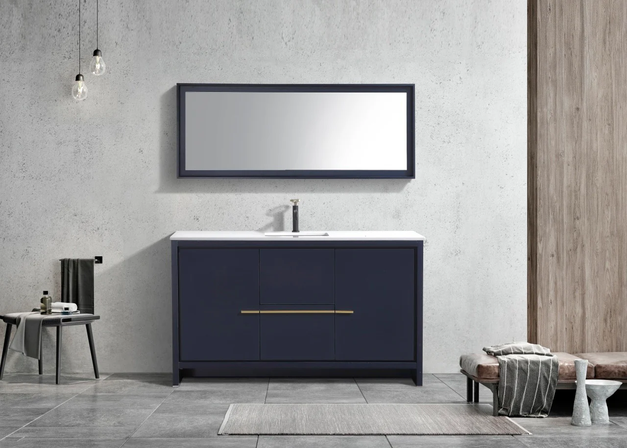 Kubebath Dolce 60″ Inch Navy Blue Modern Bathroom Vanity With Quartz Countertop - Image 3