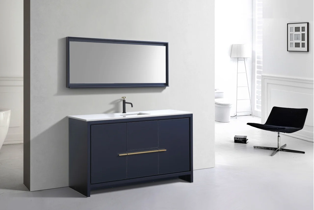 Kubebath Dolce 60″ Inch Navy Blue Modern Bathroom Vanity With Quartz Countertop - Image 4
