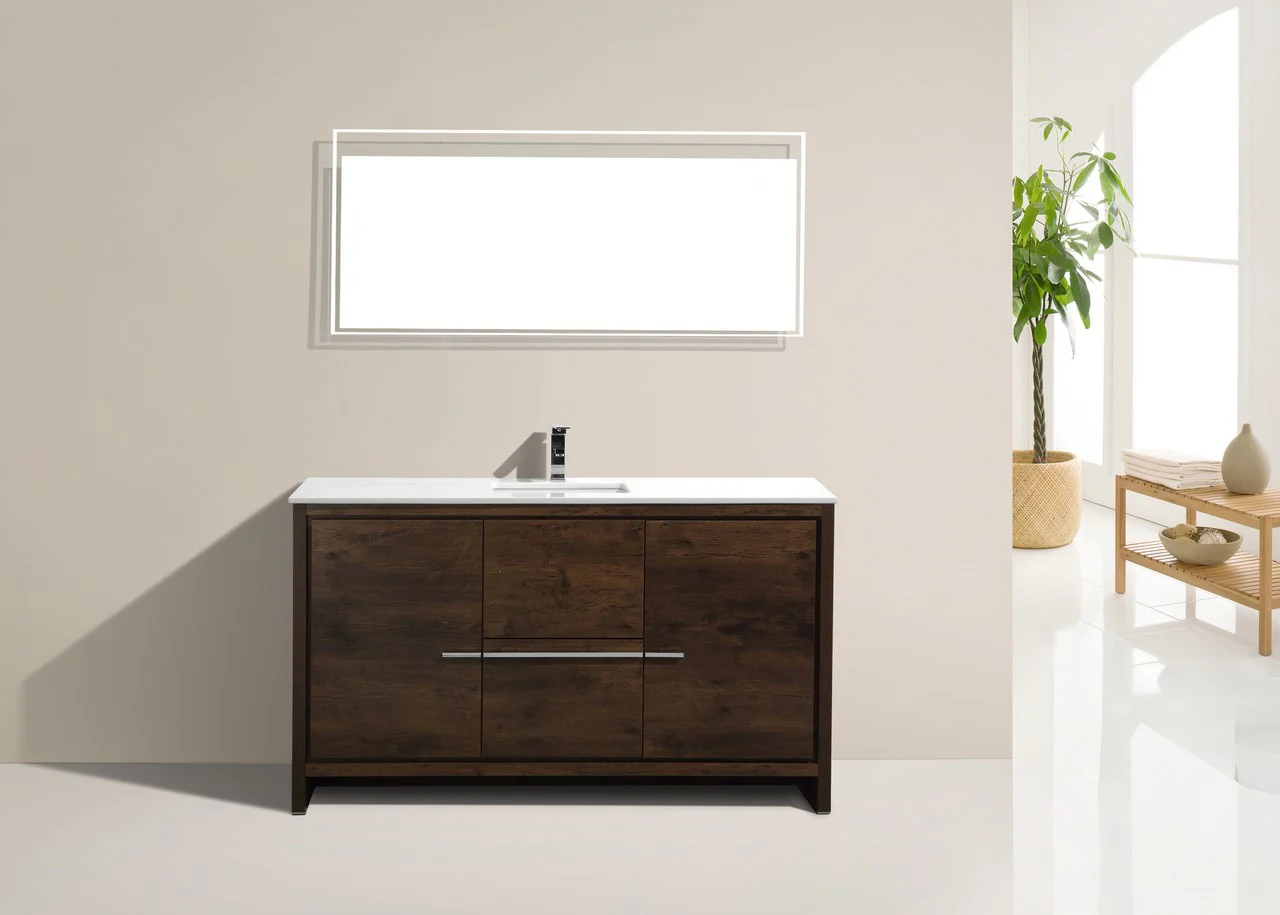 Kubebath Dolce 60″ Inch Rose Wood Modern Bathroom Vanity With Quartz Countertop - Image 4