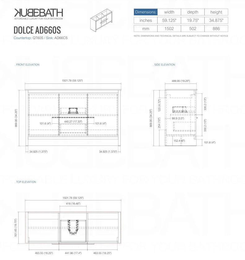 Kubebath Dolce 60″ Inch Rose Wood Modern Bathroom Vanity With Quartz Countertop - Image 5