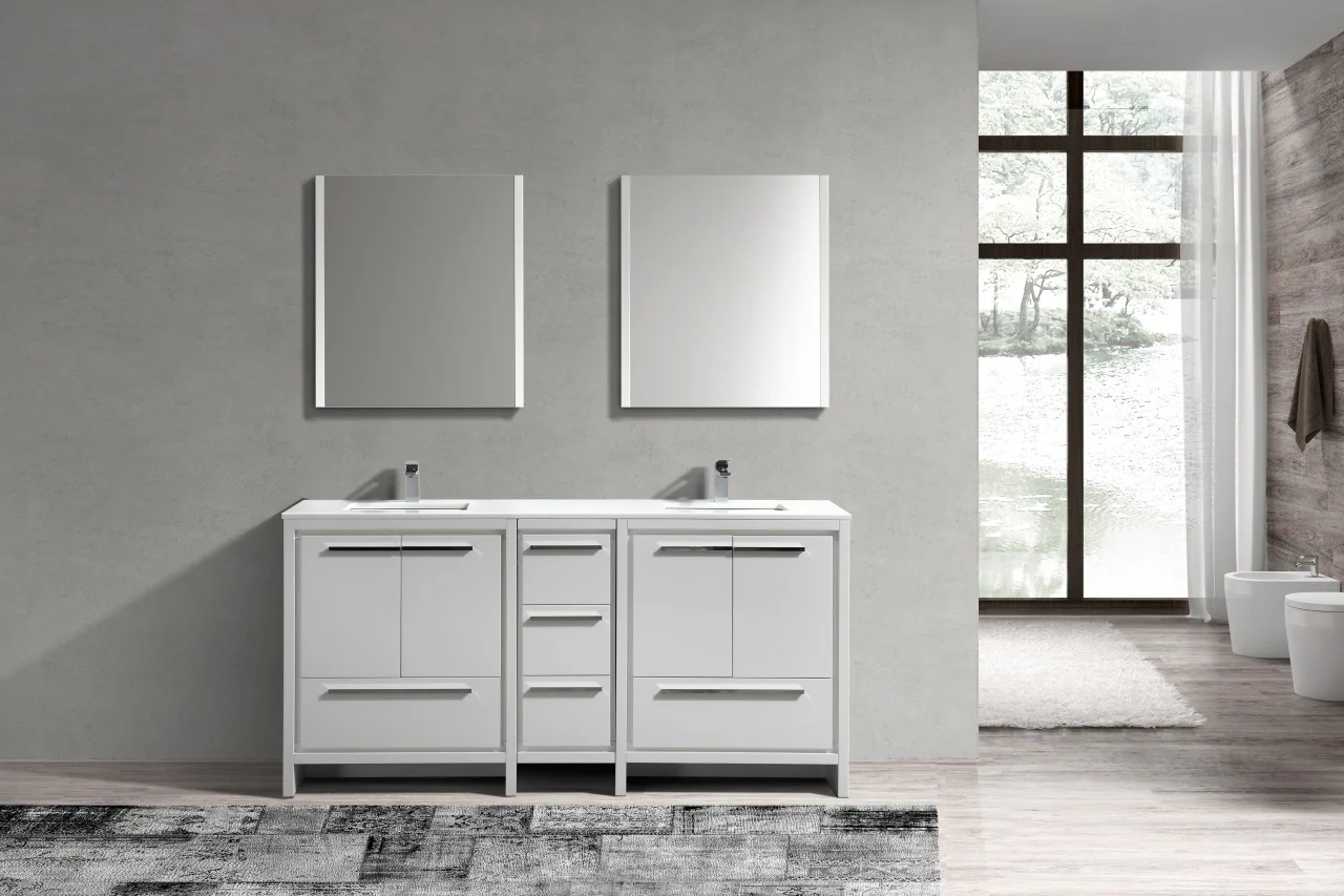 Kubebath Dolce 72″ Inch Gloss White Modern Bathroom Vanity With Quartz Countertop( eta - June ) - Image 2