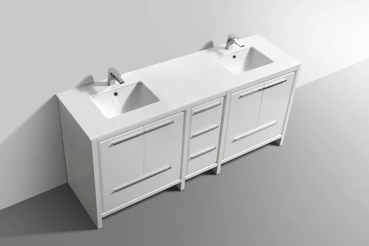 Kubebath Dolce 72″ Inch Gloss White Modern Bathroom Vanity With Quartz Countertop( eta - June ) - Image 4