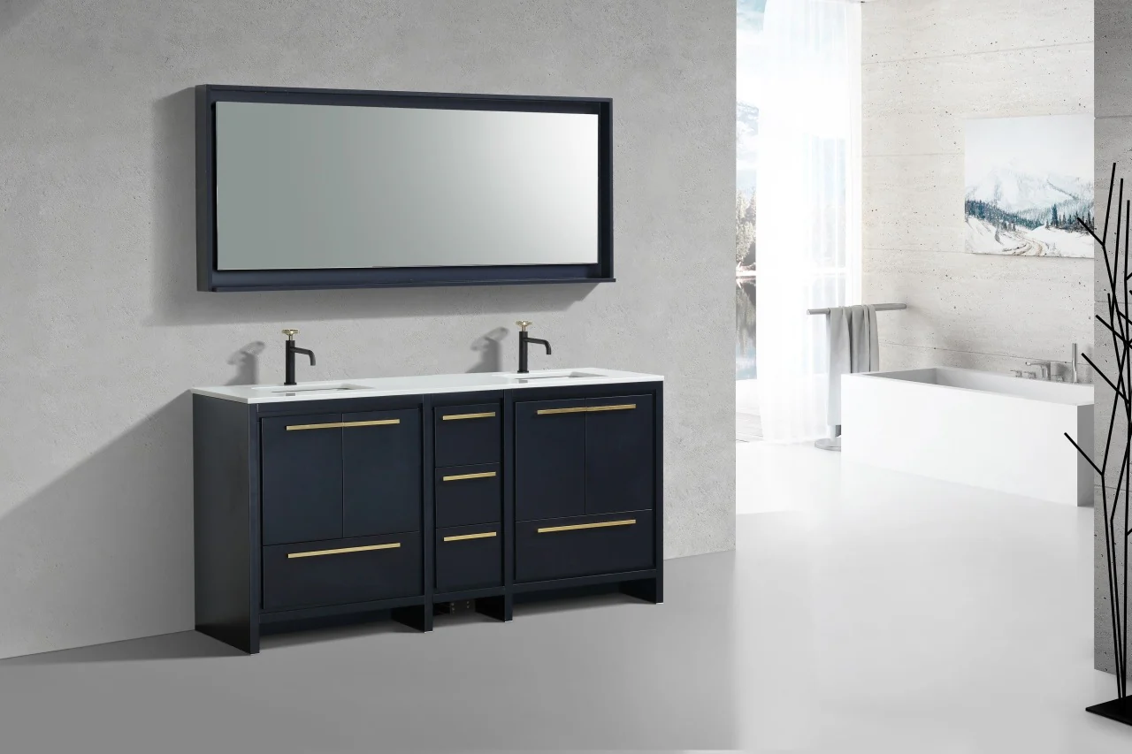 Kubebath Dolce 72″ Inch Navy Blue Modern Bathroom Vanity With Quartz Countertop - Image 3