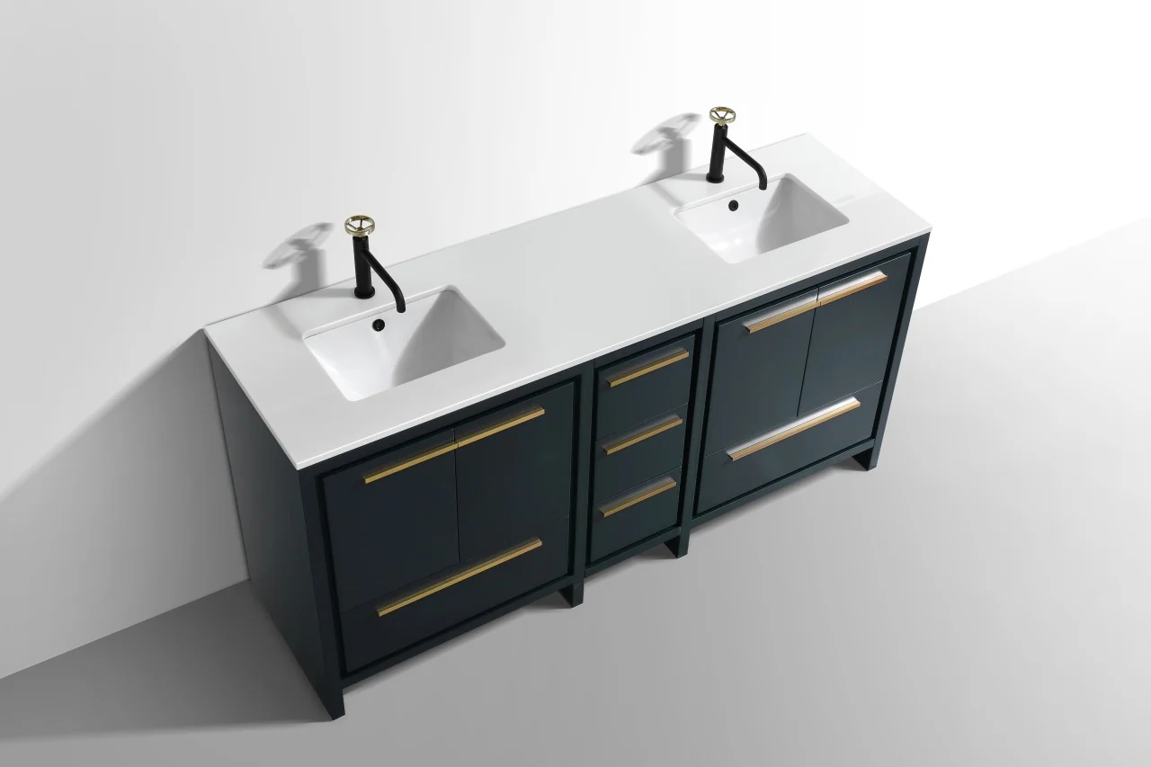 Kubebath Dolce 72″ Inch Navy Blue Modern Bathroom Vanity With Quartz Countertop - Image 4