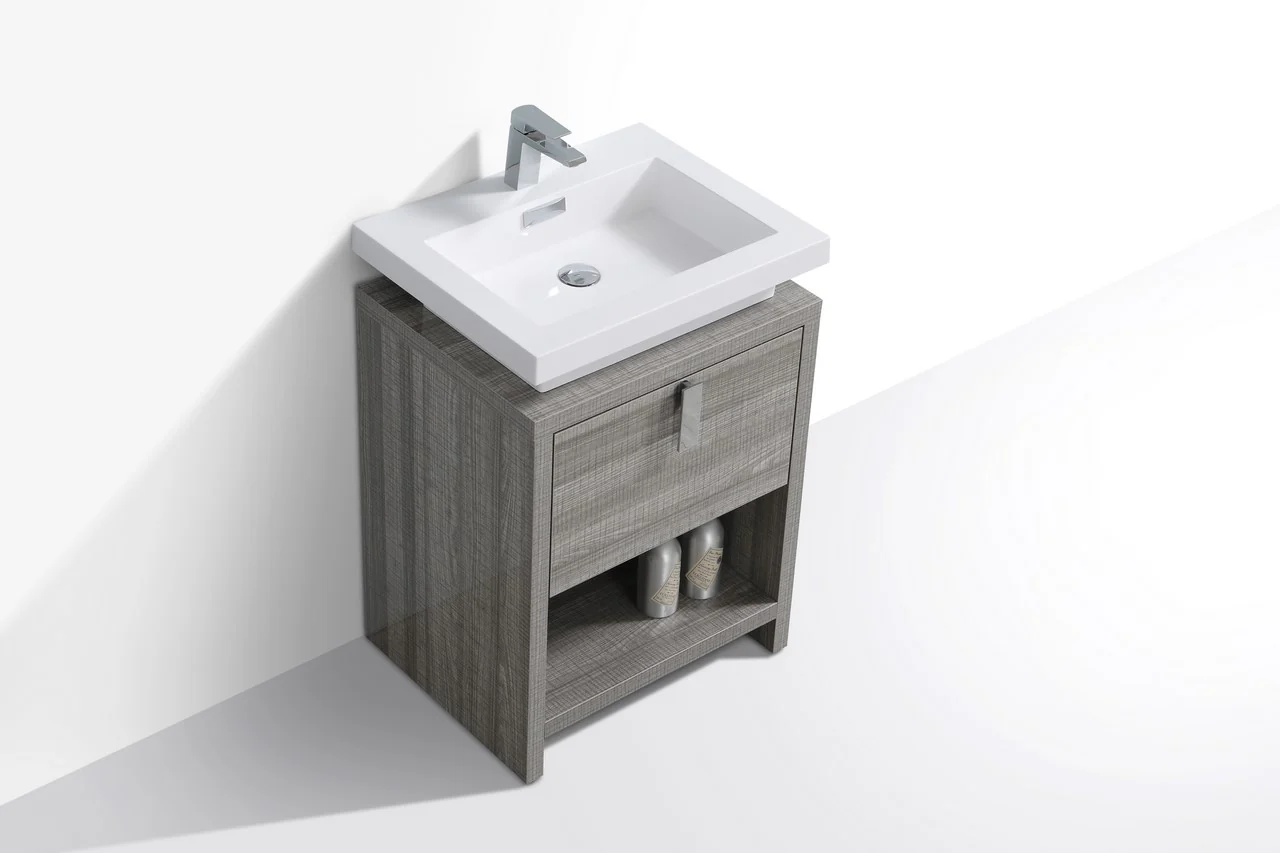 Levi 24″ Inch Ash Gray Modern Bathroom Vanity W/ Cubby Hole - Image 4