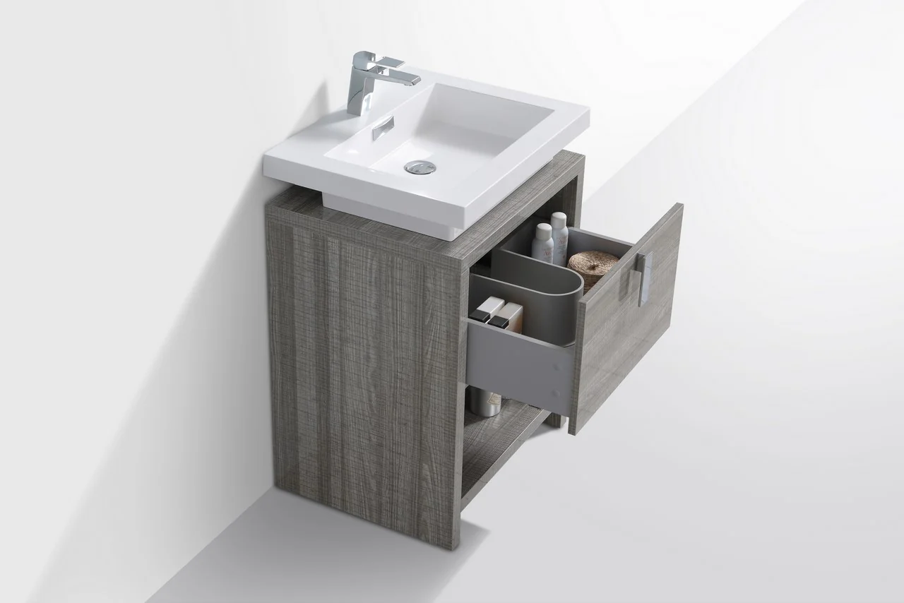 Levi 24″ Inch Ash Gray Modern Bathroom Vanity W/ Cubby Hole - Image 5