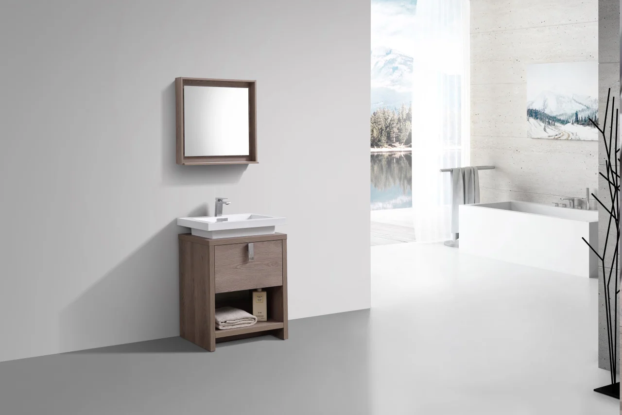Levi 24″ Inch Butternut Modern Bathroom Vanity W/ Cubby Hole - Image 3