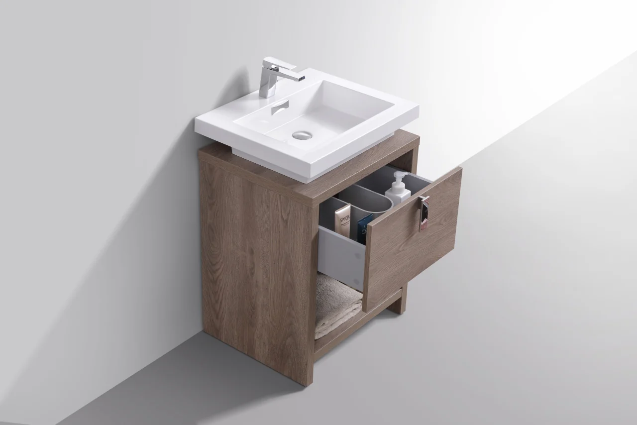 Levi 24″ Inch Butternut Modern Bathroom Vanity W/ Cubby Hole - Image 4