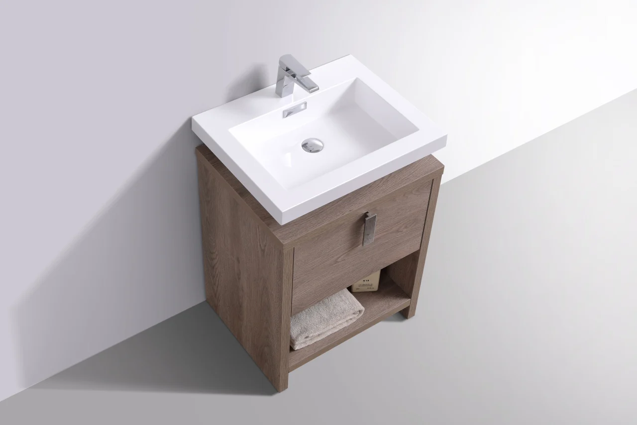 Levi 24″ Inch Butternut Modern Bathroom Vanity W/ Cubby Hole - Image 5