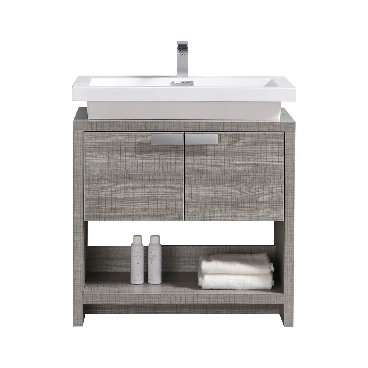 Levi 32″ Inch Ash Gray Modern Bathroom Vanity W/ Cubby Hole