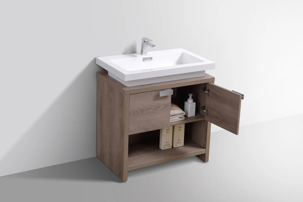Levi 32″ Inch Butternut Modern Bathroom Vanity W/ Cubby Hole - Image 5