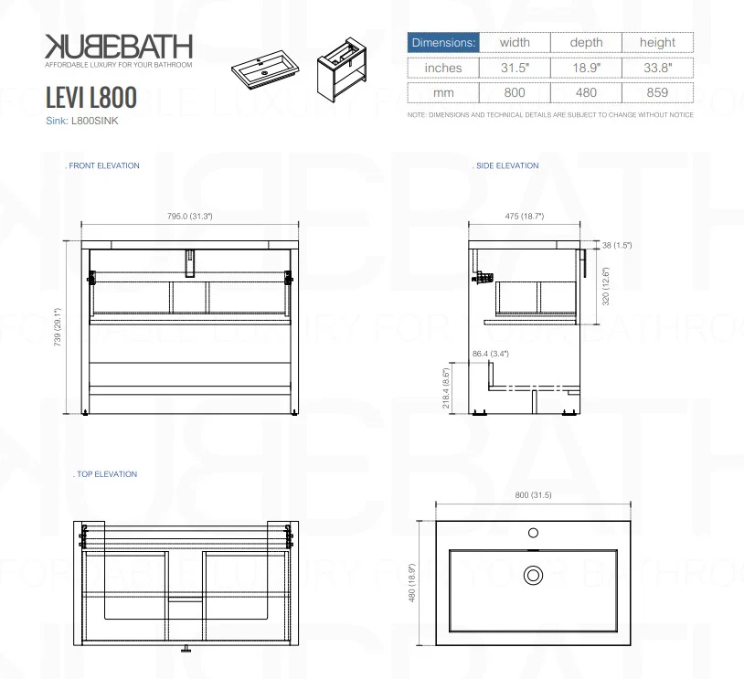 Levi 32″ Inch Butternut Modern Bathroom Vanity W/ Cubby Hole - Image 6