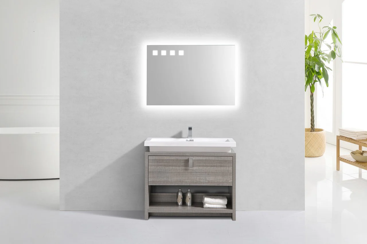 Levi 40″ Inch Ash Gray Modern Bathroom Vanity W/ Cubby Hole - Image 4