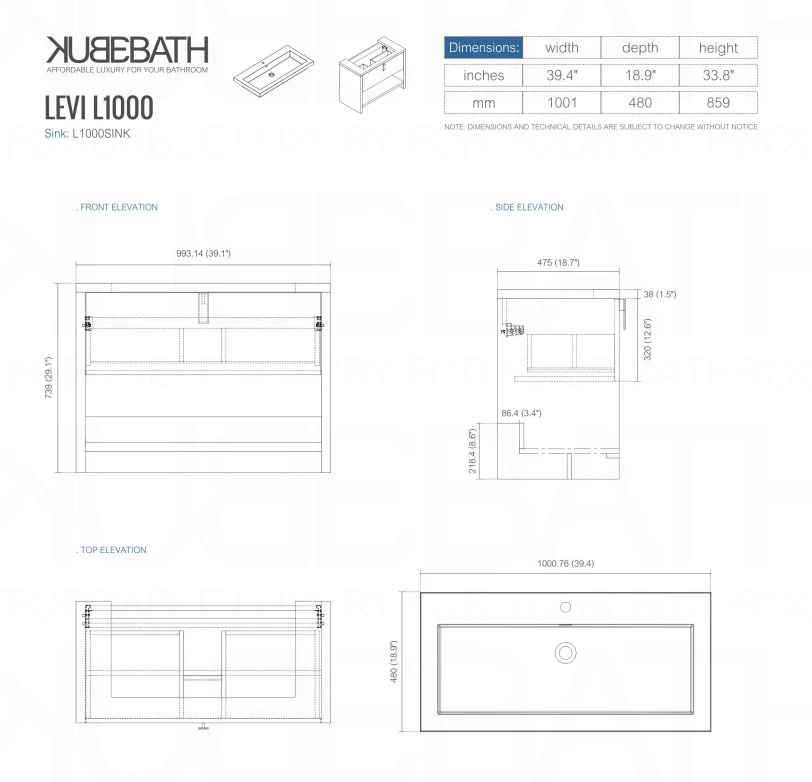 Levi 40″ Inch Ash Gray Modern Bathroom Vanity W/ Cubby Hole - Image 7