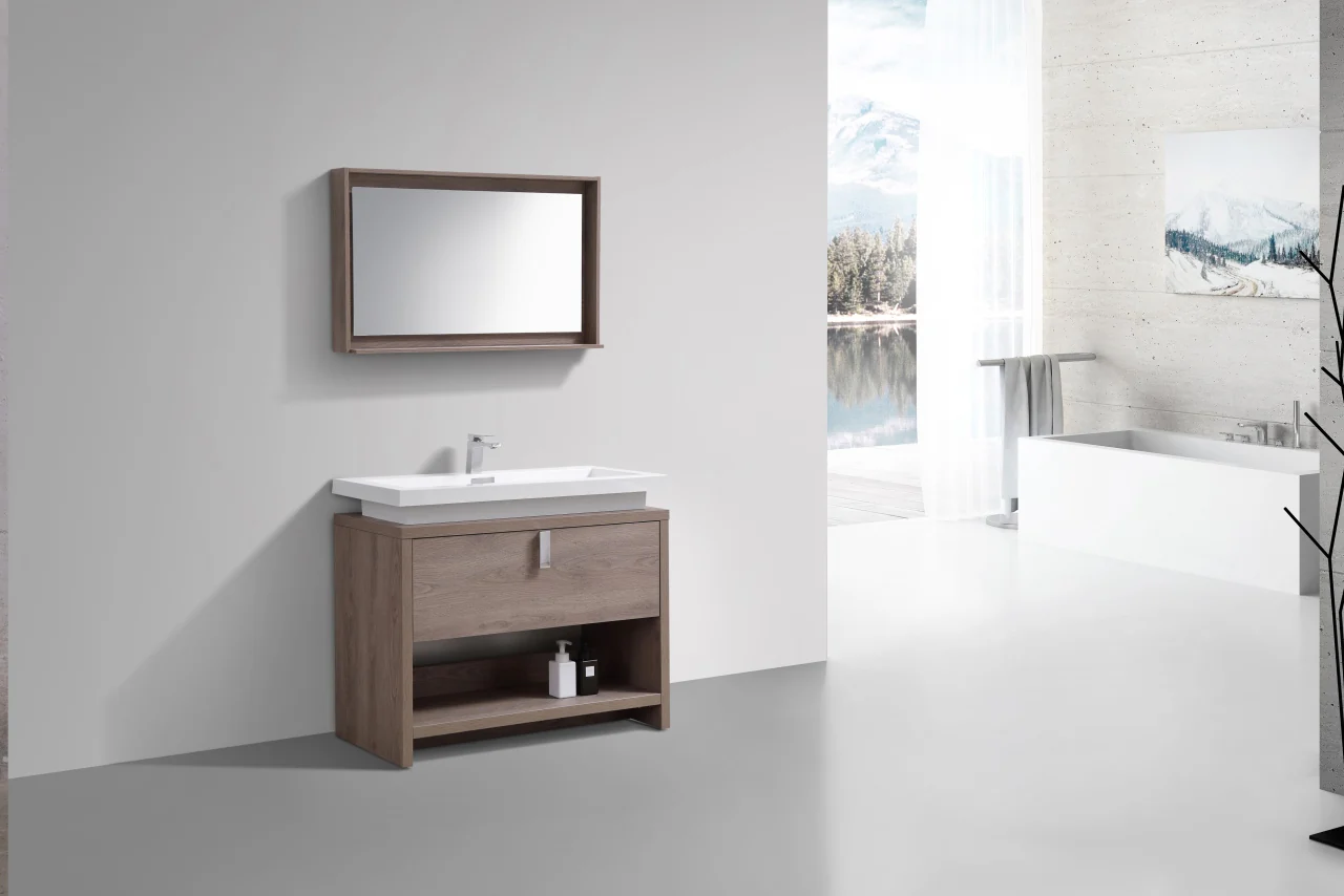 Levi 40″ Inch Butternut Modern Bathroom Vanity W/ Cubby Hole - Image 4