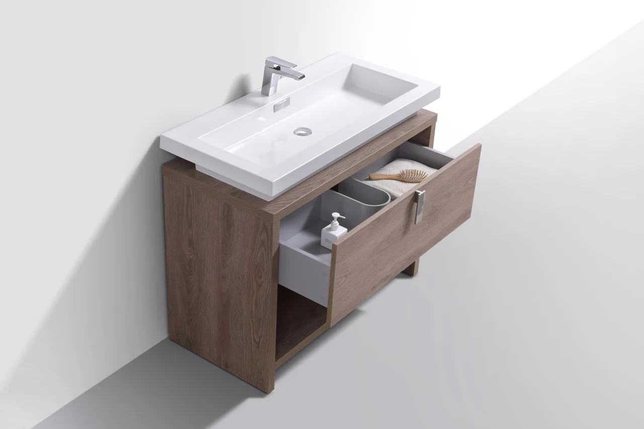 Levi 40″ Inch Butternut Modern Bathroom Vanity W/ Cubby Hole - Image 6